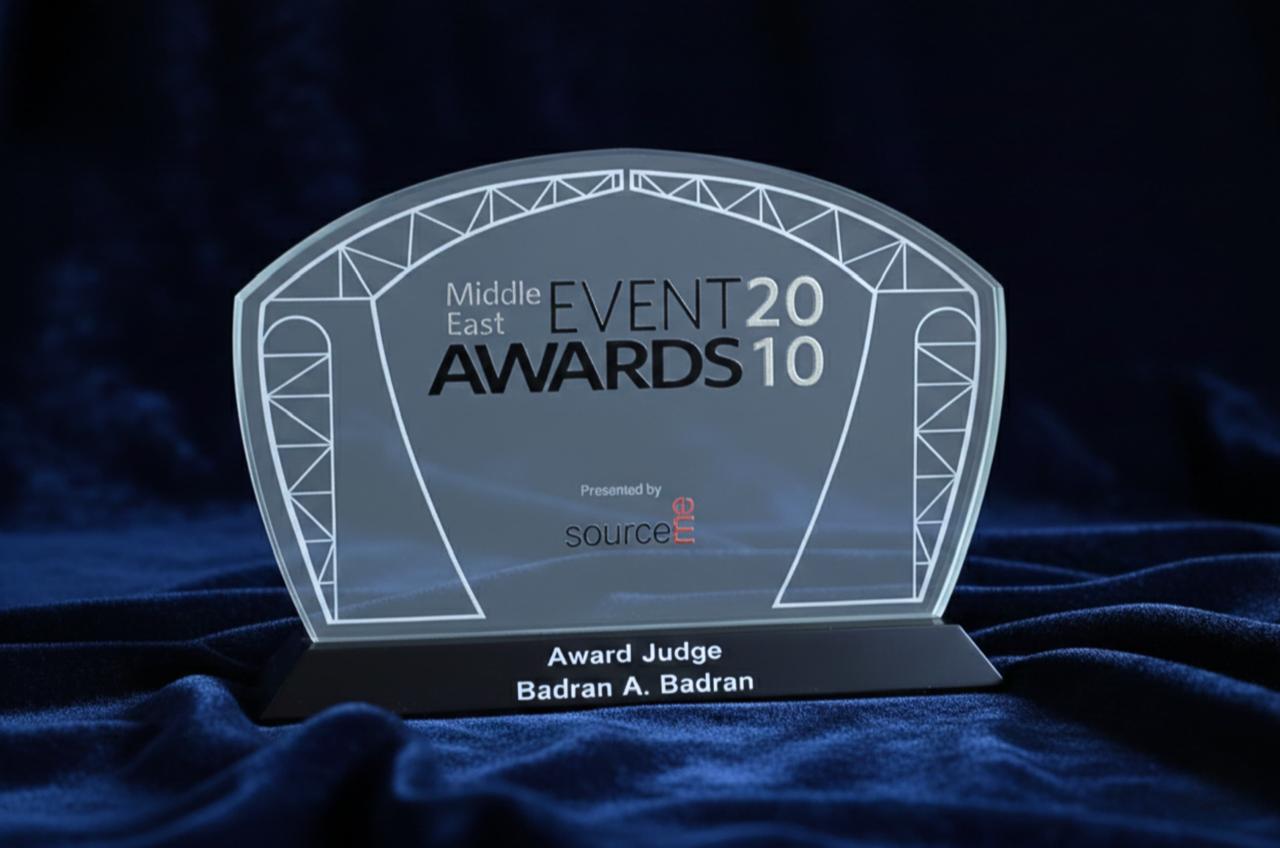 Middle East Event Awards 2010 trophy engraved Award Judge, Badran A. Badran